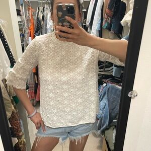 Embroidered White Floral Top